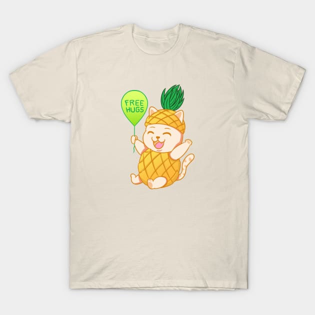 Fruit Cat : Pineapple Free Hugs T-Shirt by Illustrasikuu